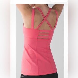 NWT Lululemon Happy Strappy Tank Top,Size 4 Pink Lemonade Coral, Cris-Cross Back